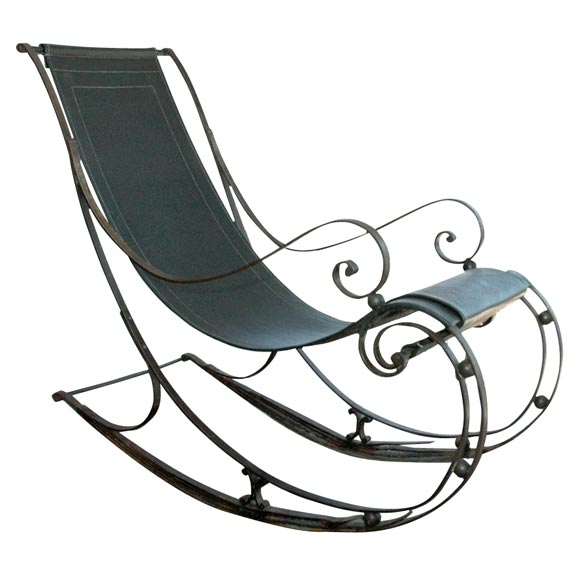 Wrought iron rocking chair at 1stdibs