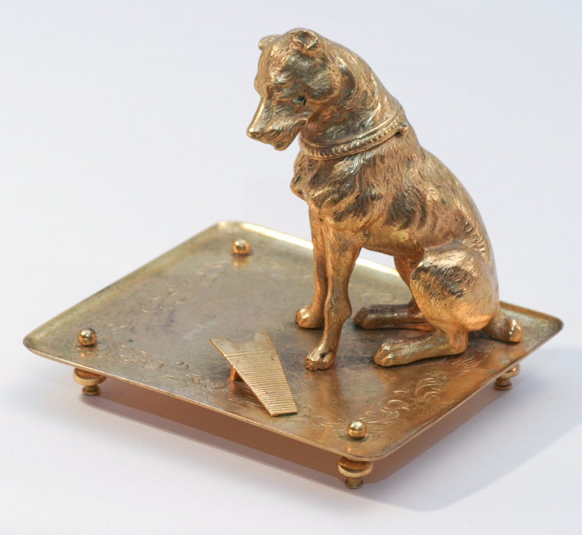 French Bronze D'ore Figural Dog Match Strike image 5