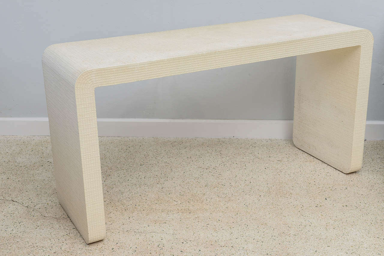 An American Modern White Murano Linen " Waterfall" Console Table, Karl Springer at 1stdibs