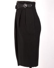 Byblos Buttery Leather + Wool High Waisted Black Pencil Skirt at 1stdibs