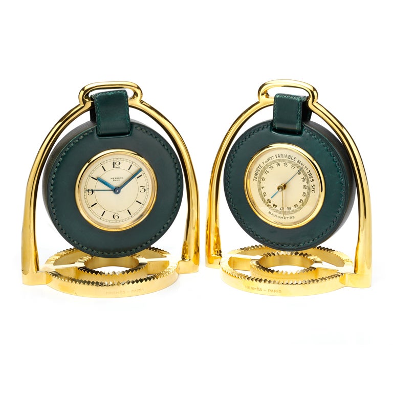 Hermes clock and barometer in stirrups