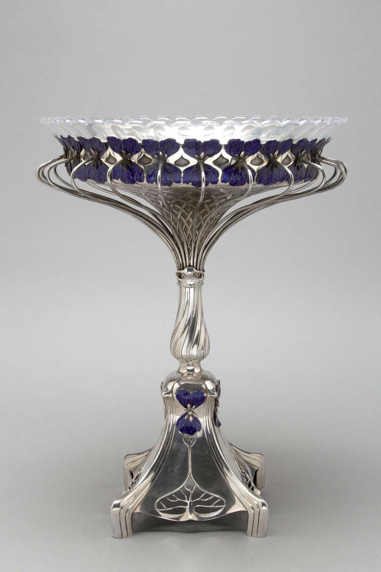 Unique Sterling Silver And Enamel Table Centerpiece at 1stdibs