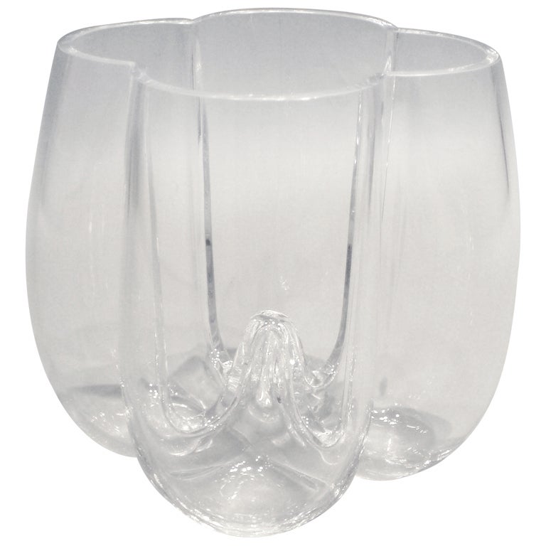 Modernist Crystal Clear Glass Vase Marked Orrefors