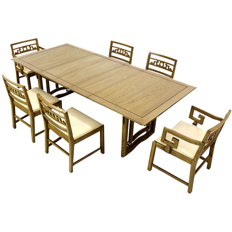 Mid Century Oriental Modern Dining Table w/ 6 Chairs Set at 1stdibs