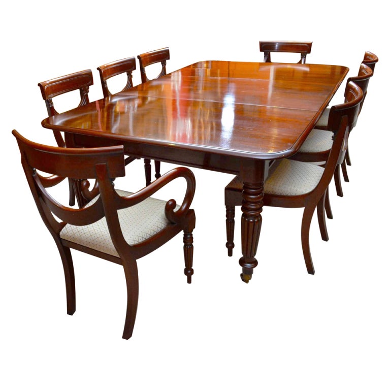 Antique Regency Dining Table with 8 Vintage Chairs at 1stdibs