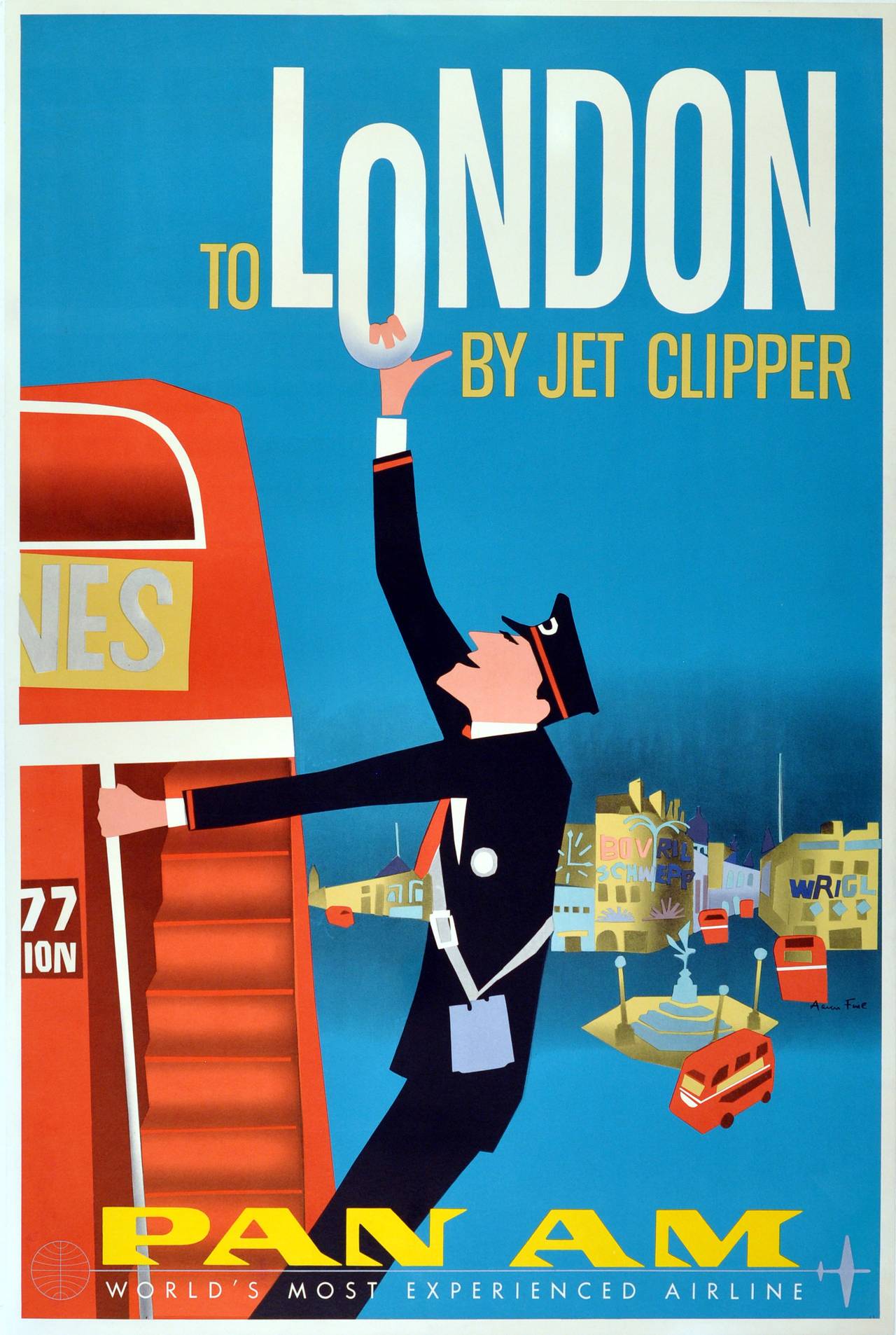 Aaron Fine - Original Vintage Travel Advertising Poster - London by Jet