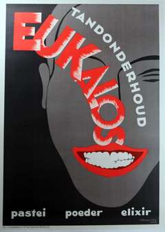 Vindima 1928 Art Deco cartaz original publicidade atendimento odontológico para Eukalos