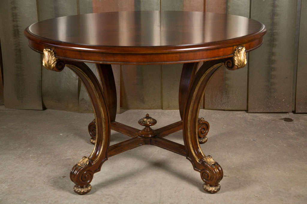 Round Center Hall Table With Inlaid Top at 1stdibs