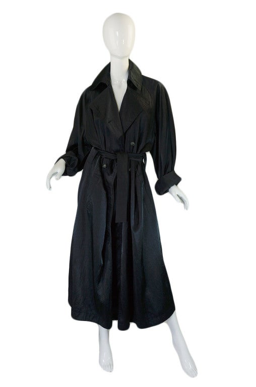 1980s Alaia Over-Size Black Trench Coat at 1stdibs