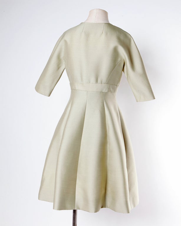 Larry Aldrich Vintage 1950's-60's New Look Sage Green Silk Dress at 1stdibs
