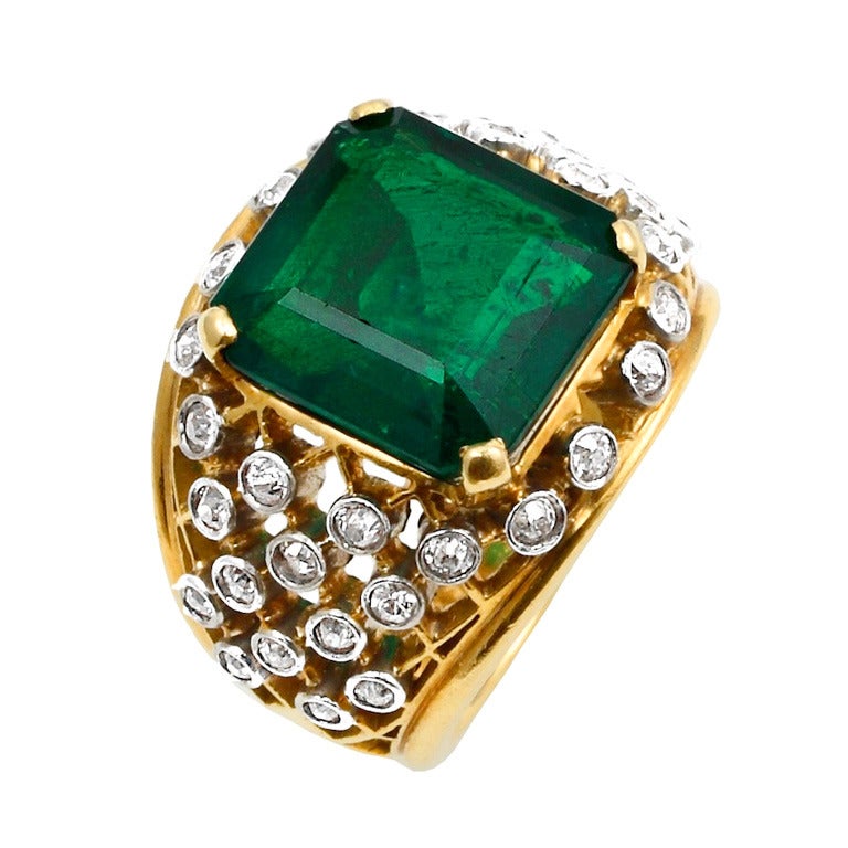 6.20 Carat Cartier Colombian Emerald No Oil Ring at 1stdibs