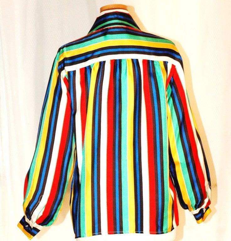 Vintage Yves Saint Laurent 1985 YSL Rive Gauche Vibrant Stripes Silk ...