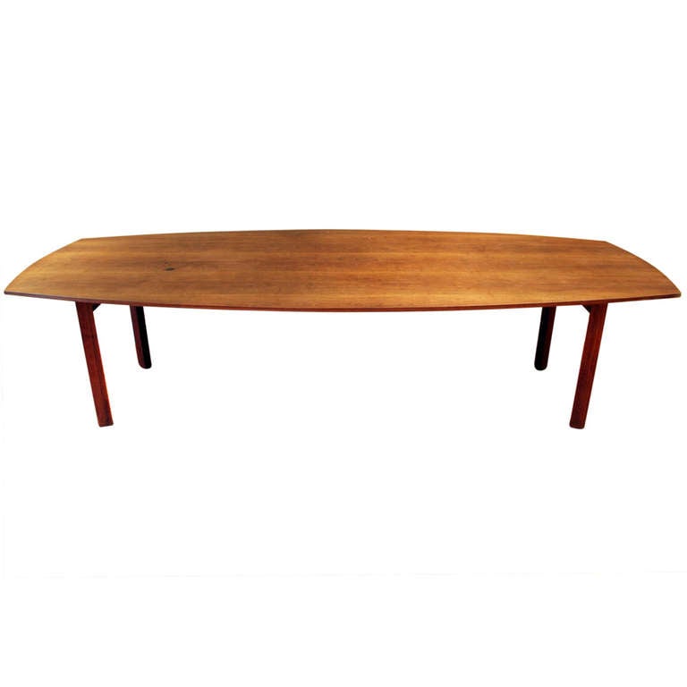 10 Foot Long Walnut Dining Table Attributed to Jens Risom 