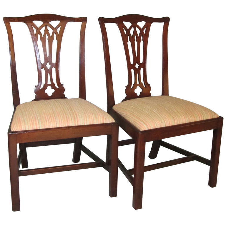 Pair of George III mahogany Chippendale side chairs, ca. 1770