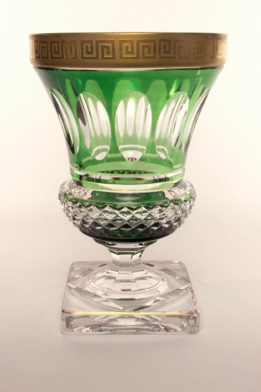 Art Deco Val St. Lambert Grecian Key Footed Crystal Vase - 8752_1345653805_1