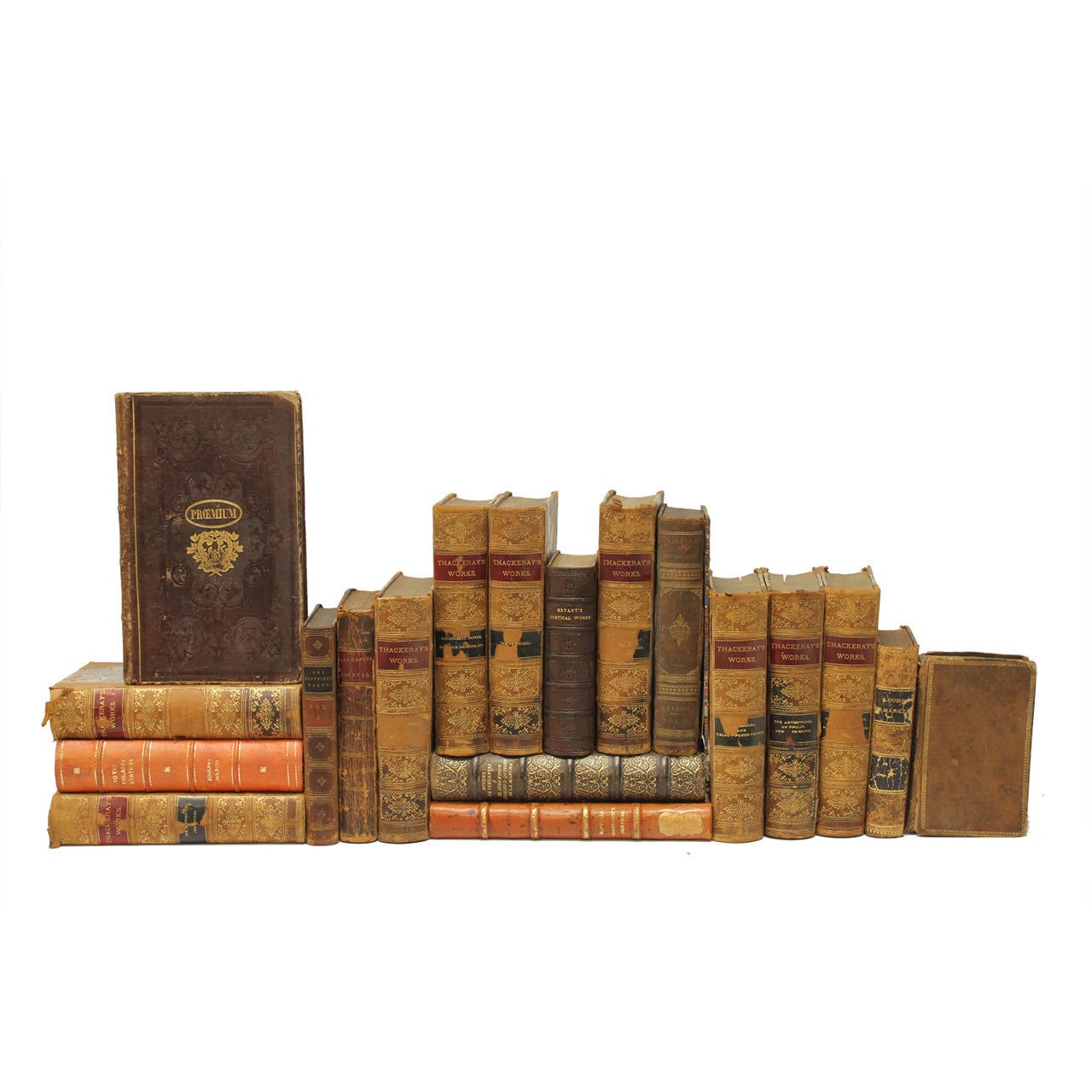 Collection of antique leather books, late 19th century