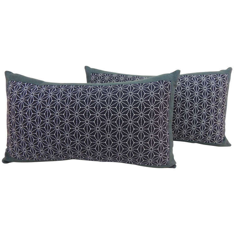 Japanese printed-textile lumbar pillows, 1950s