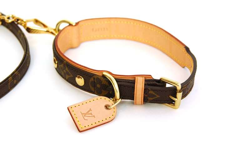 LOUIS VUITTON Baxter Dog Collar And Leash-Rt. $720 at 1stdibs