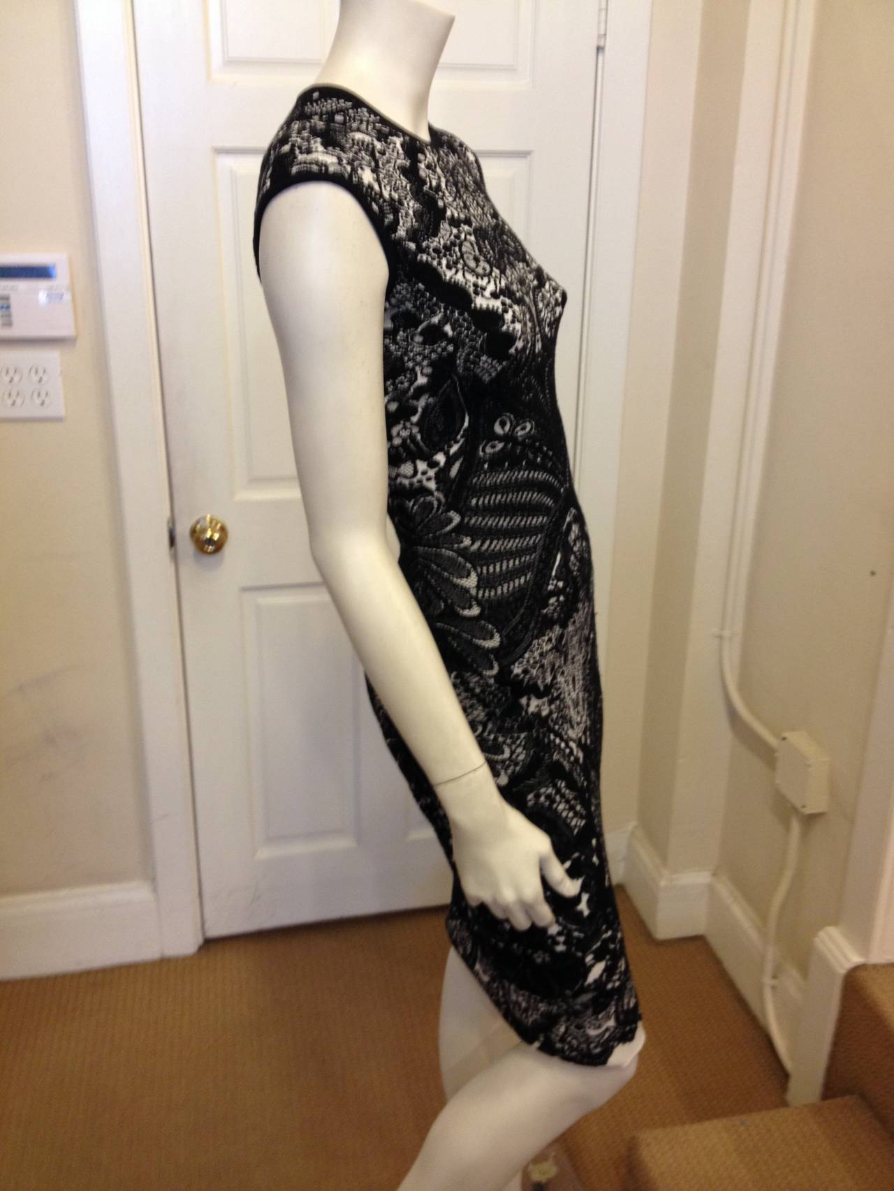 Alexander McQueen Black and White Knit Dress at 1stdibs